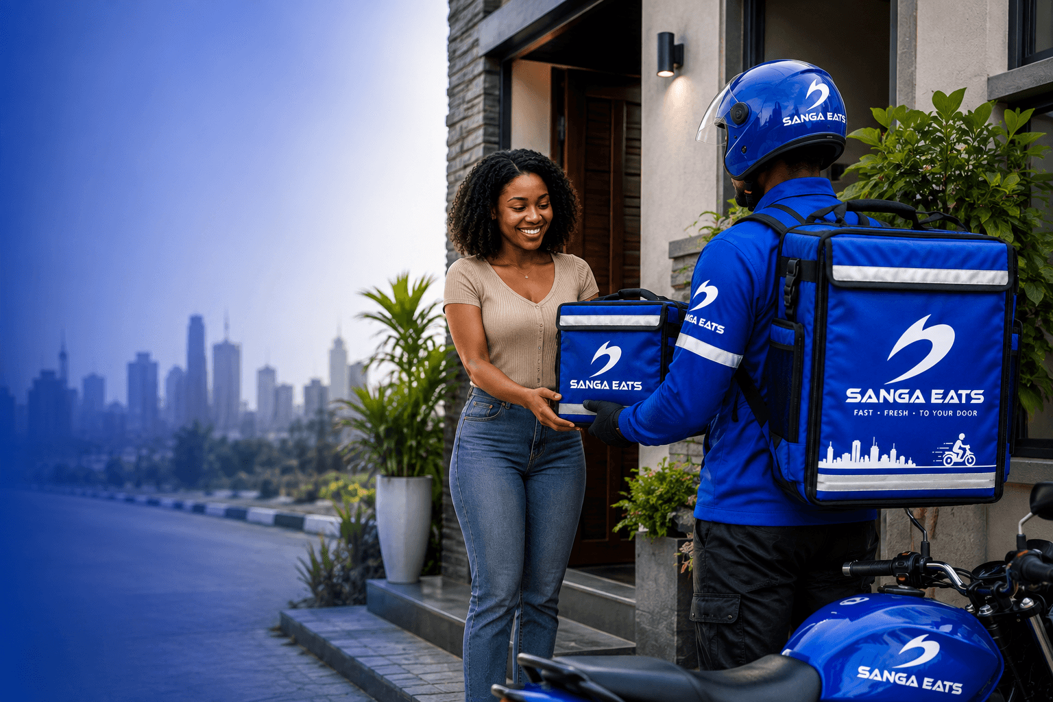 Sanga Eats riders delivering across the city